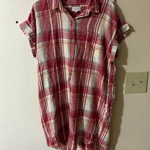 💚💚💚 True Craft Red and White Plaid Shirt dress